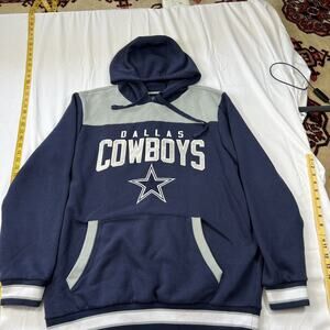 Mens Dallas Cowboys NFL navy blue pullover hoodie sweatshirt Size Large C99